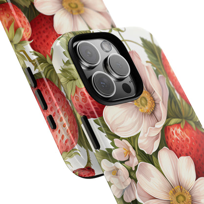 Strawberry Blossom Phone Case — Floral Protective Tough Case - Ramshackle Shack
