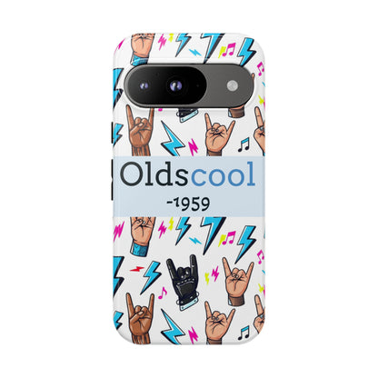 Retro Rock 'Oldscool 1959' Phone Case – Lightning & Rock Hand Pattern - Ramshackle Shack