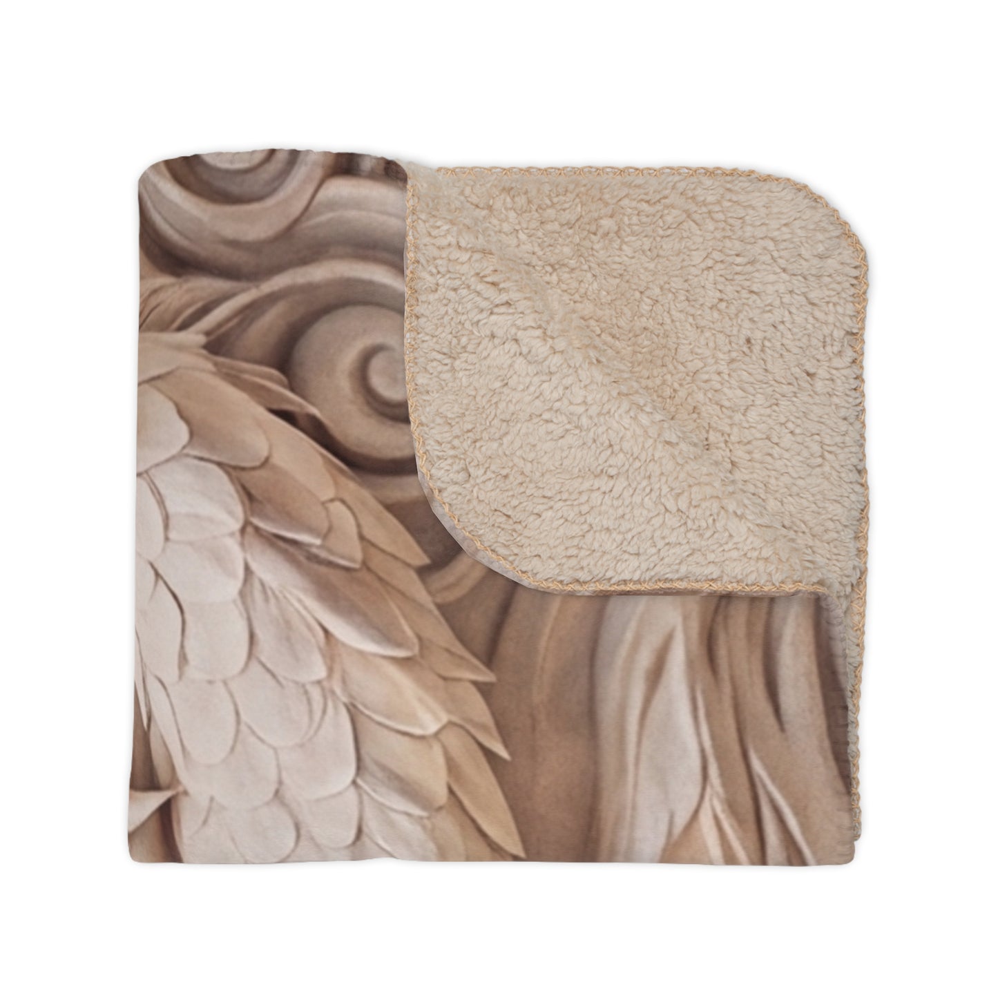 Tan Dragon Sherpa blanket with cozy sculpted dragon design, ideal for home decor and adding warmth to your living space.