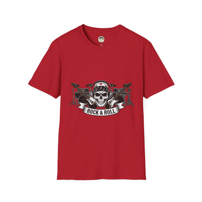 Rock & Roll Skull Drum Band TShirt Vintage Drummer Graphic Tee - Ramshackle Shack