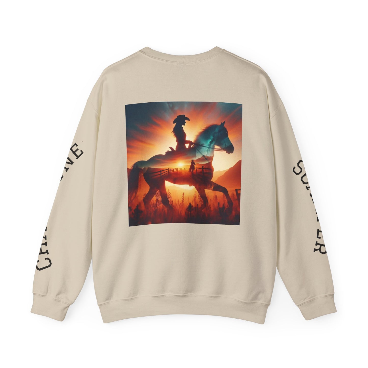 Nothing So Wild personalized western rider crewneck sweatshirt with custom photo and sleeve name, casual and stylish unisex apparel