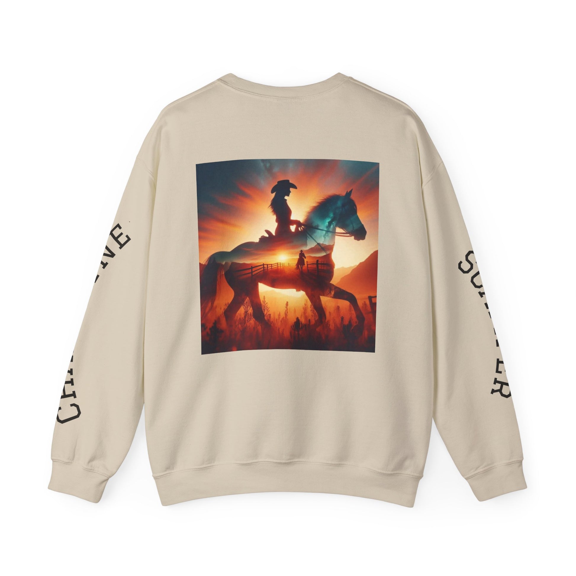 Nothing So Wild personalized western rider crewneck sweatshirt with custom photo and sleeve name, casual and stylish unisex apparel