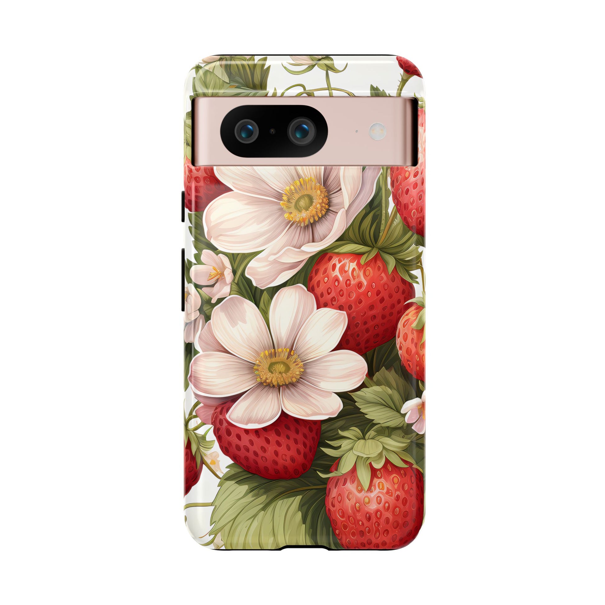 Strawberry Blossom Phone Case — Floral Protective Tough Case - Ramshackle Shack