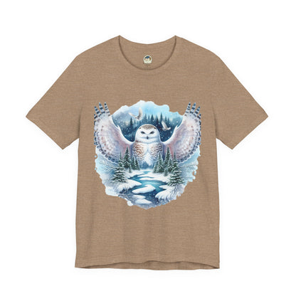 Snowy Owl Forest T-Shirt — Winter Wildlife Nature Tee - Ramshackle Shack