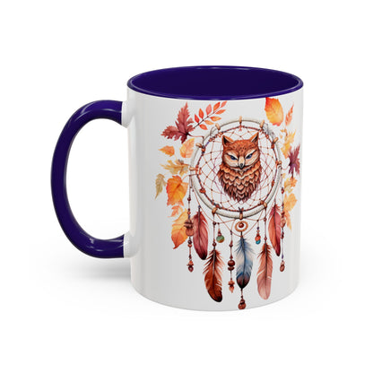 Autumn Owl Dreamcatcher Mug — Fall Leaves Coffee Cup (11oz & 15oz) - Ramshackle Shack