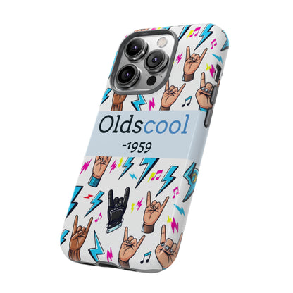 Retro Rock 'Oldscool 1959' Phone Case – Lightning & Rock Hand Pattern - Ramshackle Shack