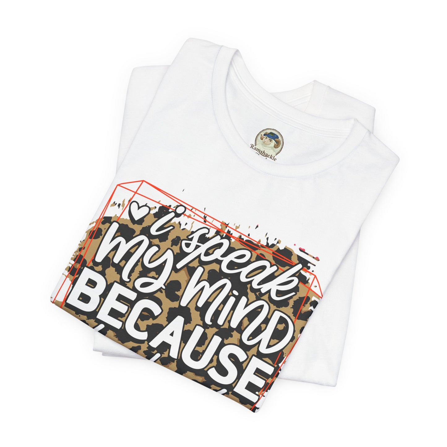 Graphic Tee — "I Speak My Mind Because It Hurts to Bite My Tongue" Leopard Print - Ramshackle Shack
