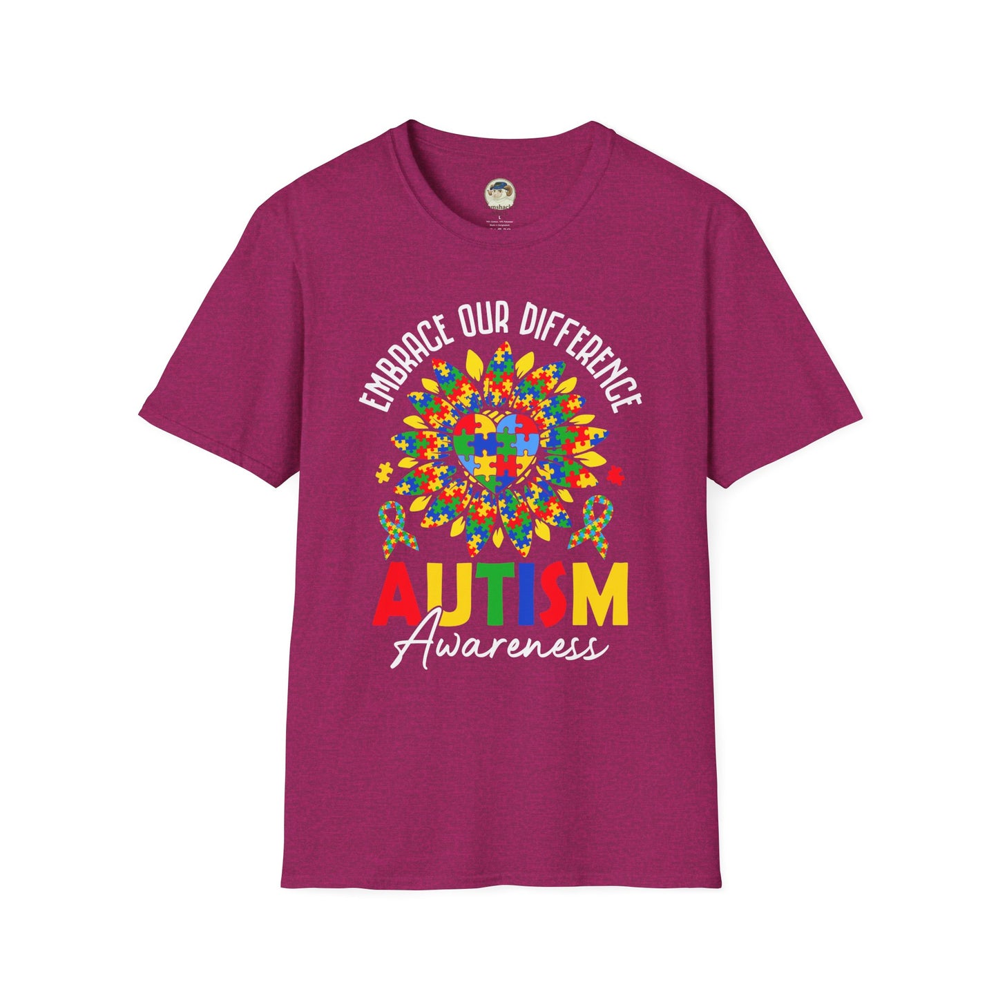 Autism Awareness T-Shirt — "Embrace Our Difference" Puzzle Heart Design - Ramshackle Shack