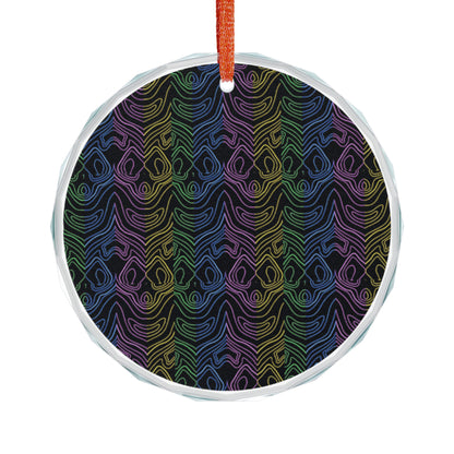 Neon Wiggle Lines Suncatcher Glass Ornament