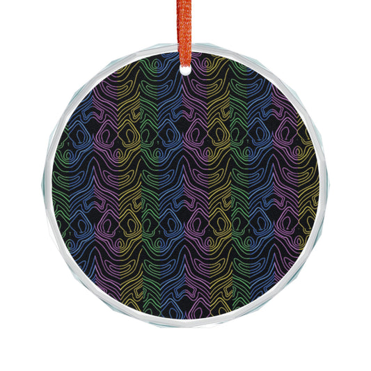 Neon Wiggle Lines Suncatcher Glass Ornament