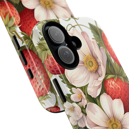 Strawberry Blossom Phone Case — Floral Protective Tough Case - Ramshackle Shack