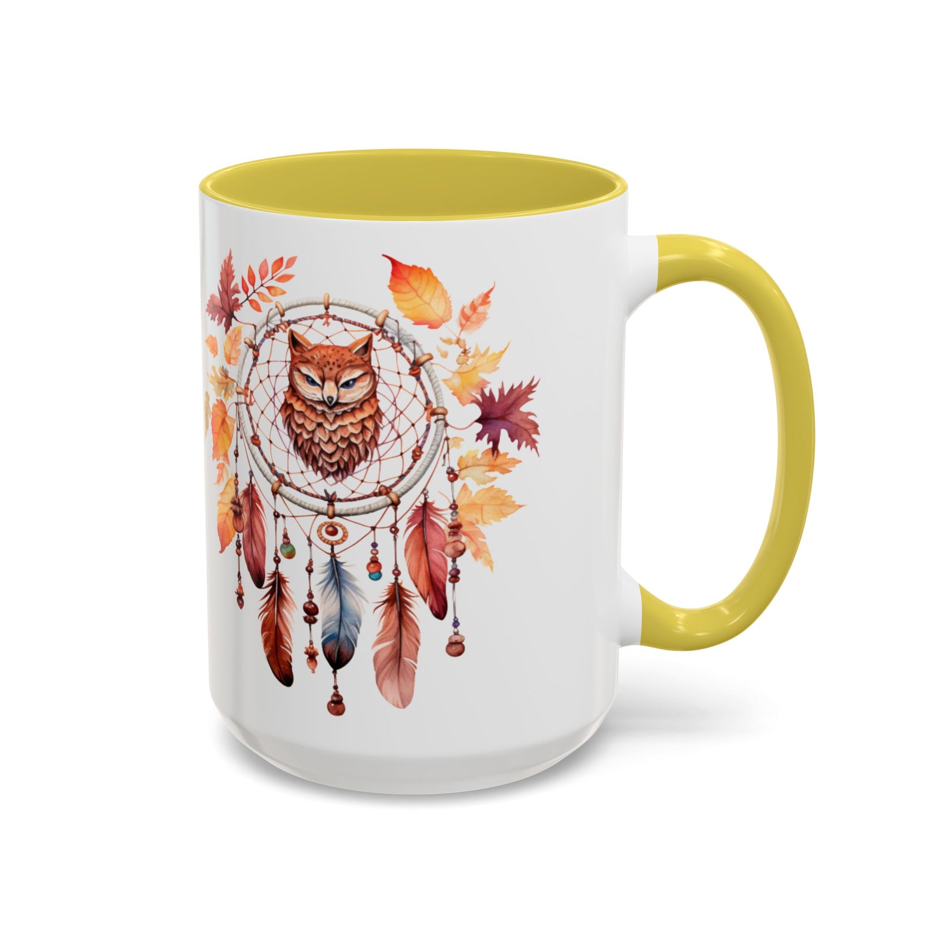 Autumn Owl Dreamcatcher Mug — Fall Leaves Coffee Cup (11oz & 15oz) - Ramshackle Shack