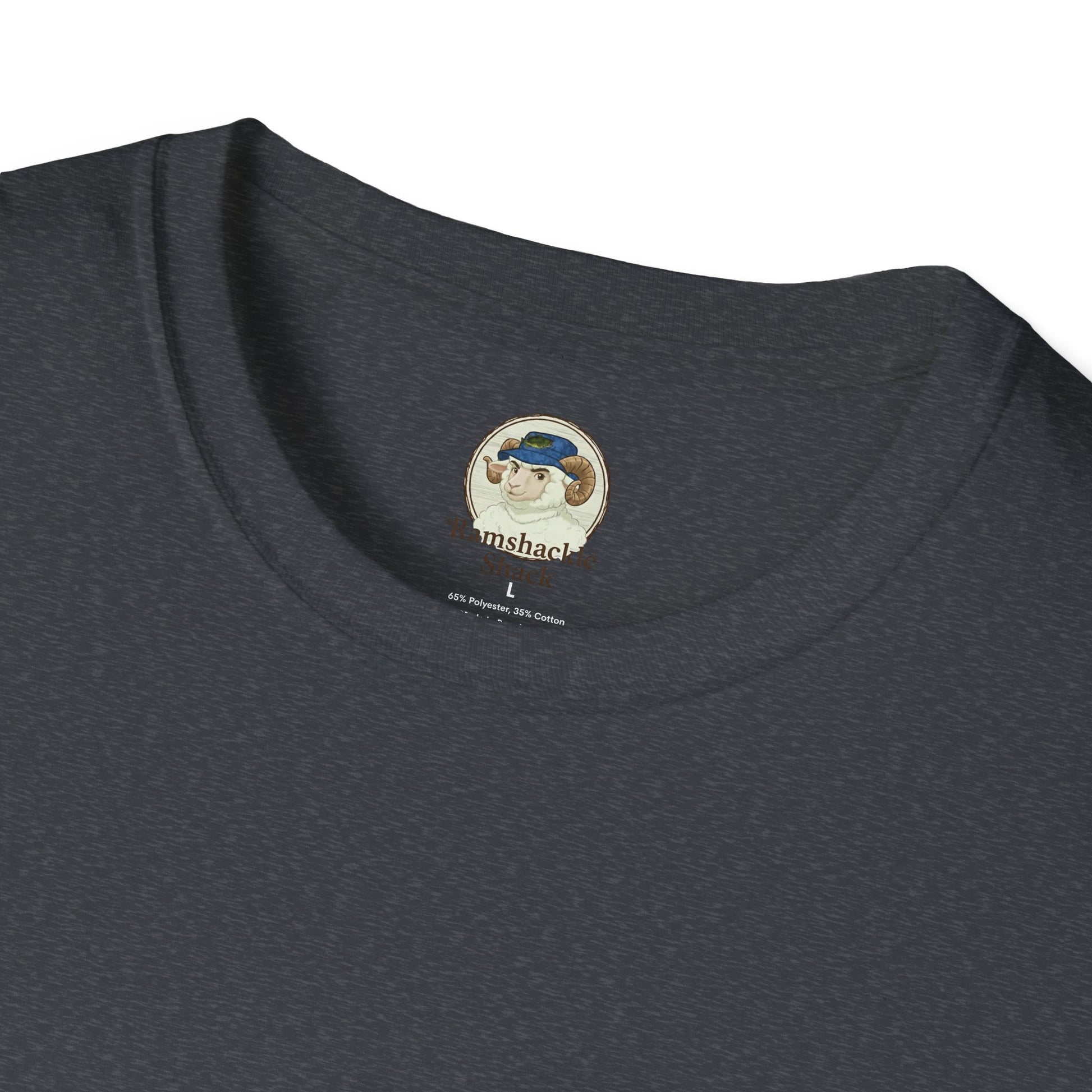 Unisex softstyle T-shirt with "Be Kind Always" and "Don't Be A Dickasaurus" printed in black on white fabric.