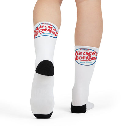 Jesus Miracle Worker Crew Socks — 'Lord & Savior' Sublimation Socks - Ramshackle Shack