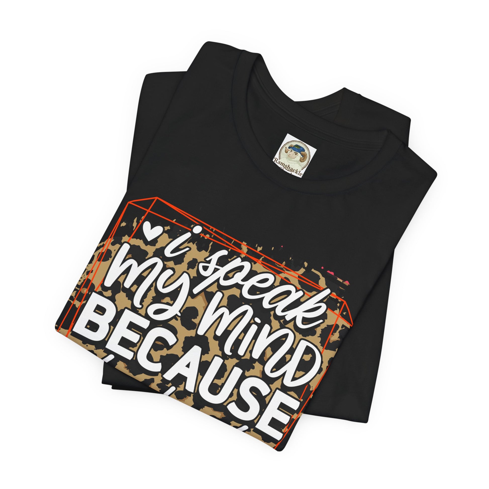 Graphic Tee — "I Speak My Mind Because It Hurts to Bite My Tongue" Leopard Print - Ramshackle Shack