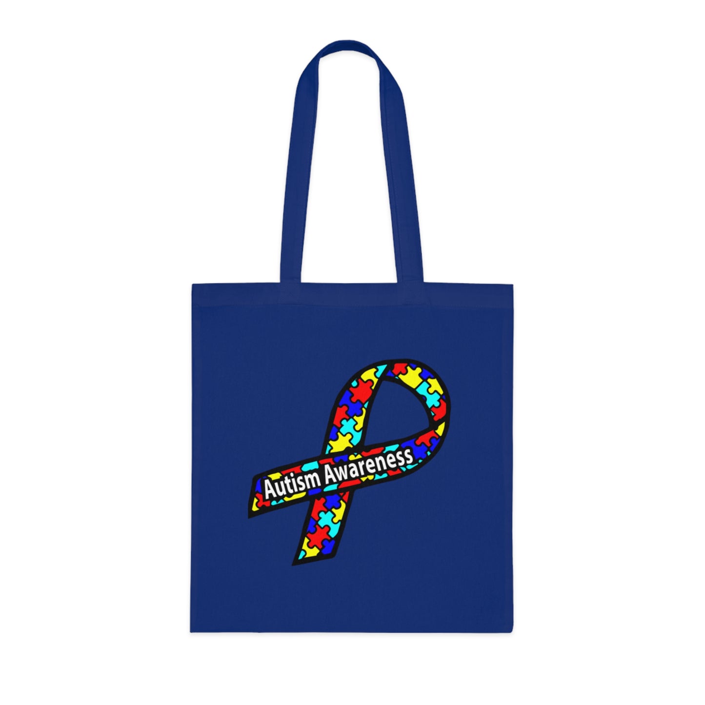 Autism Awareness Cotton Tote — "Embrace Our Difference" Puzzle Ribbon Design - Ramshackle Shack