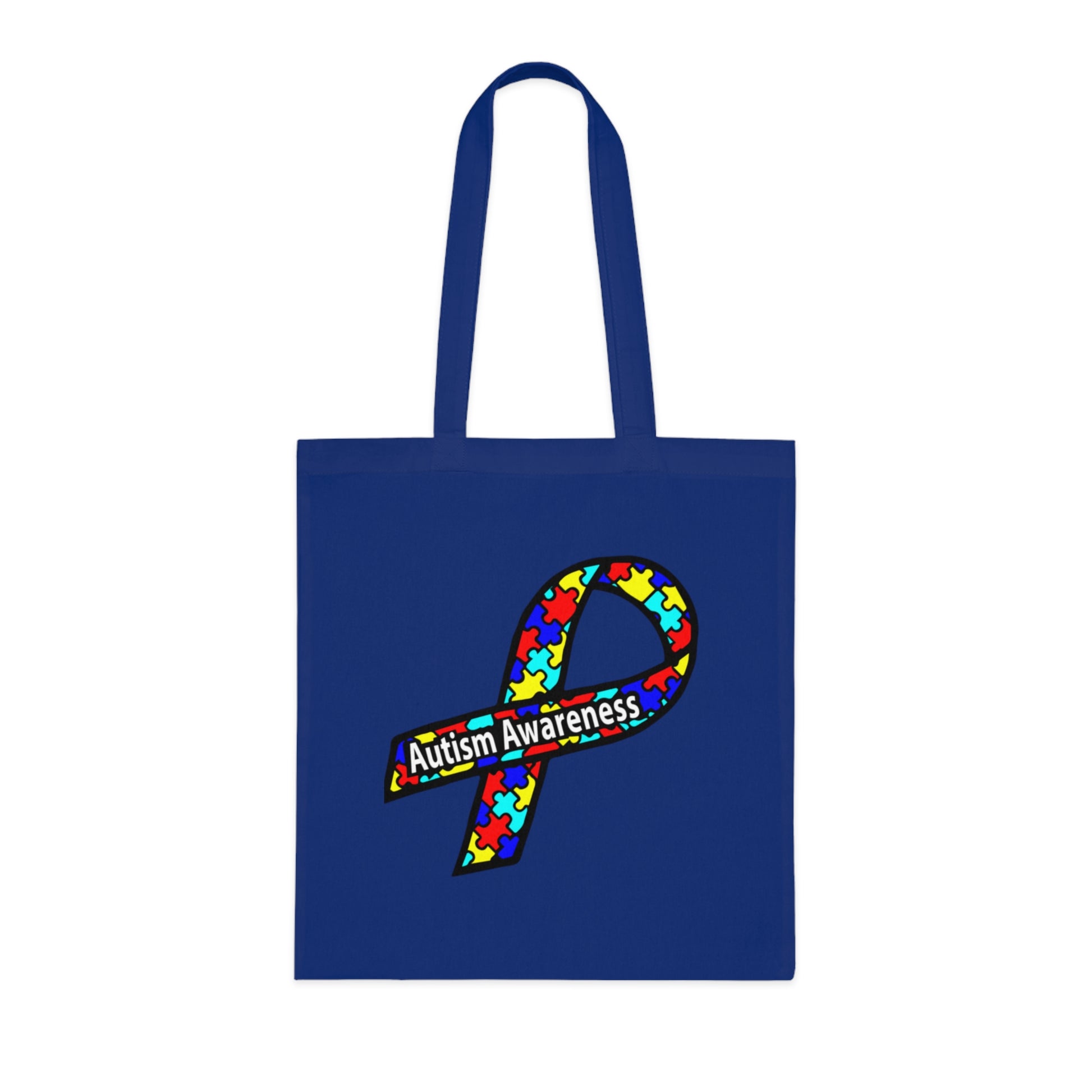 Autism Awareness Cotton Tote — "Embrace Our Difference" Puzzle Ribbon Design - Ramshackle Shack