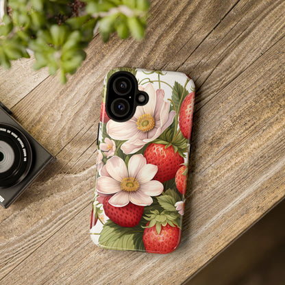 Strawberry Blossom Phone Case — Floral Protective Tough Case - Ramshackle Shack