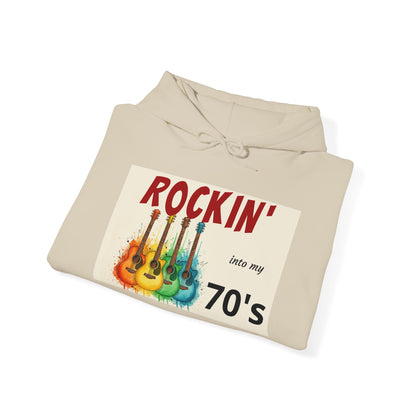 Rockin' Into My [70's] Hooded Sweatshirt — Custom Name & Age Guitar Birthday Design - Ramshackle Shack