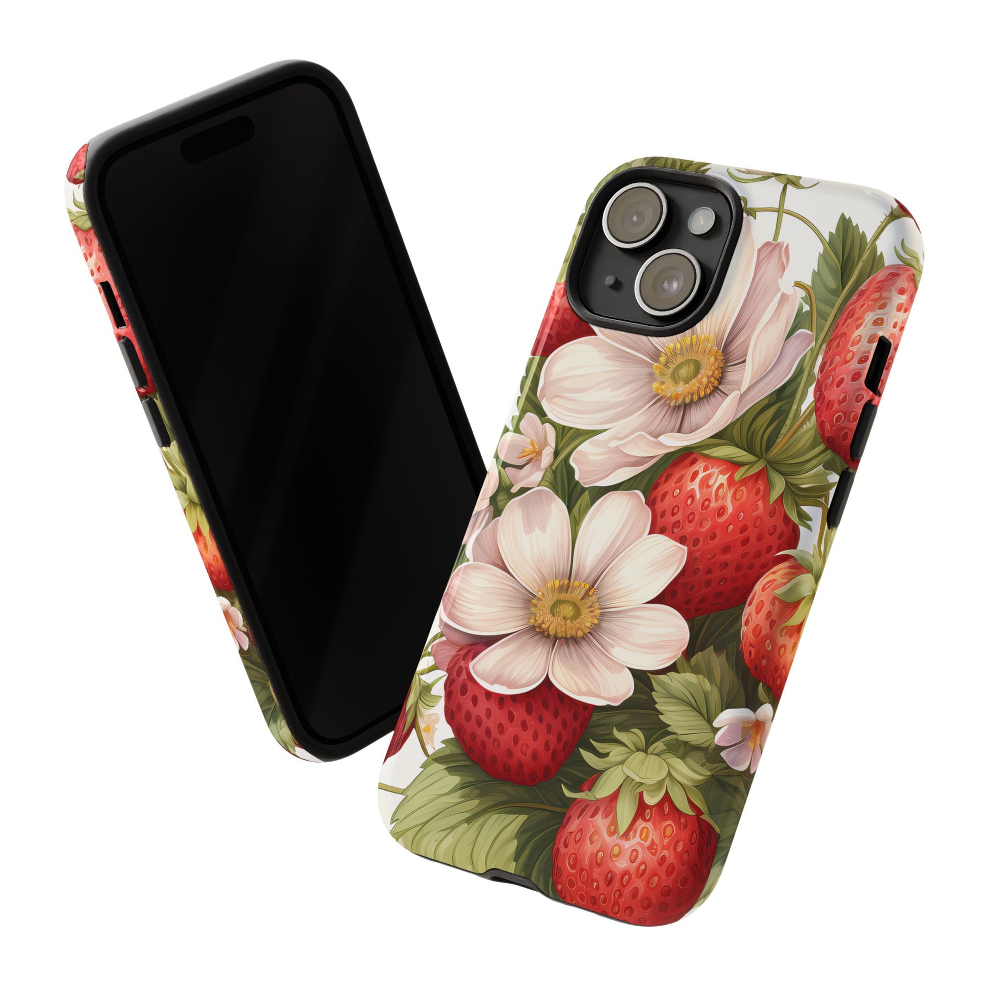Strawberry Blossom Phone Case — Floral Protective Tough Case - Ramshackle Shack