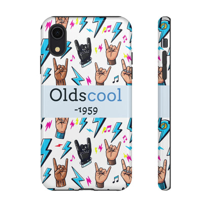 Retro Rock 'Oldscool 1959' Phone Case – Lightning & Rock Hand Pattern - Ramshackle Shack