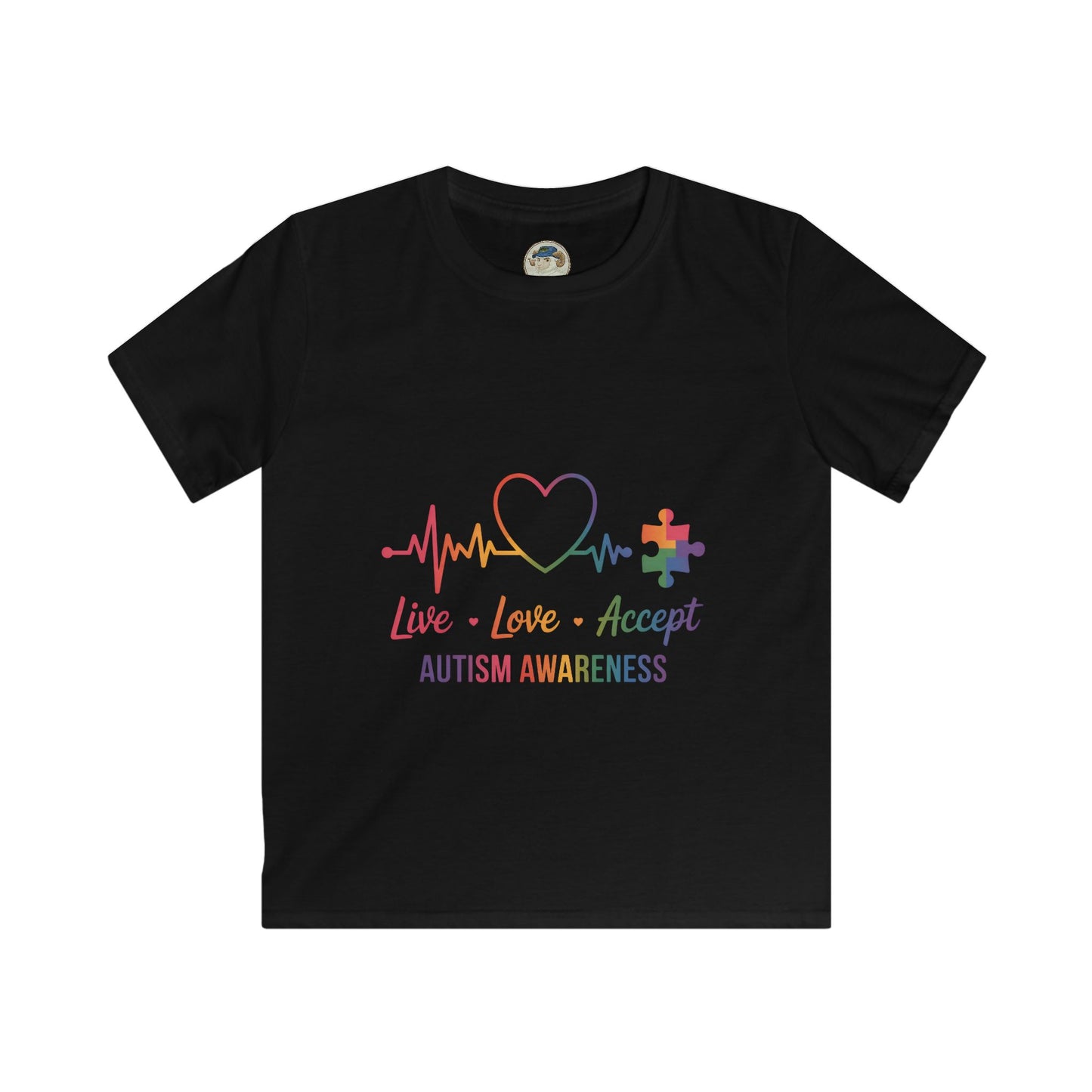 Kids Autism Awareness T-Shirt — Live Love Accept Rainbow Puzzle Ribbon - Ramshackle Shack