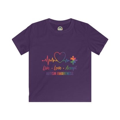 Kids Autism Awareness T-Shirt — Live Love Accept Rainbow Puzzle Ribbon - Ramshackle Shack