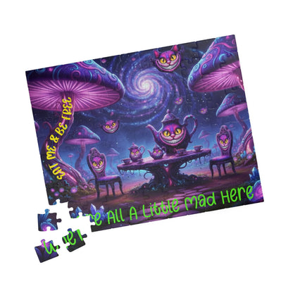 Customizable Puzzle — Psychedelic Mushroom Garden Tea Party with Cheshire Cats (110–1014 pcs) - Ramshackle Shack