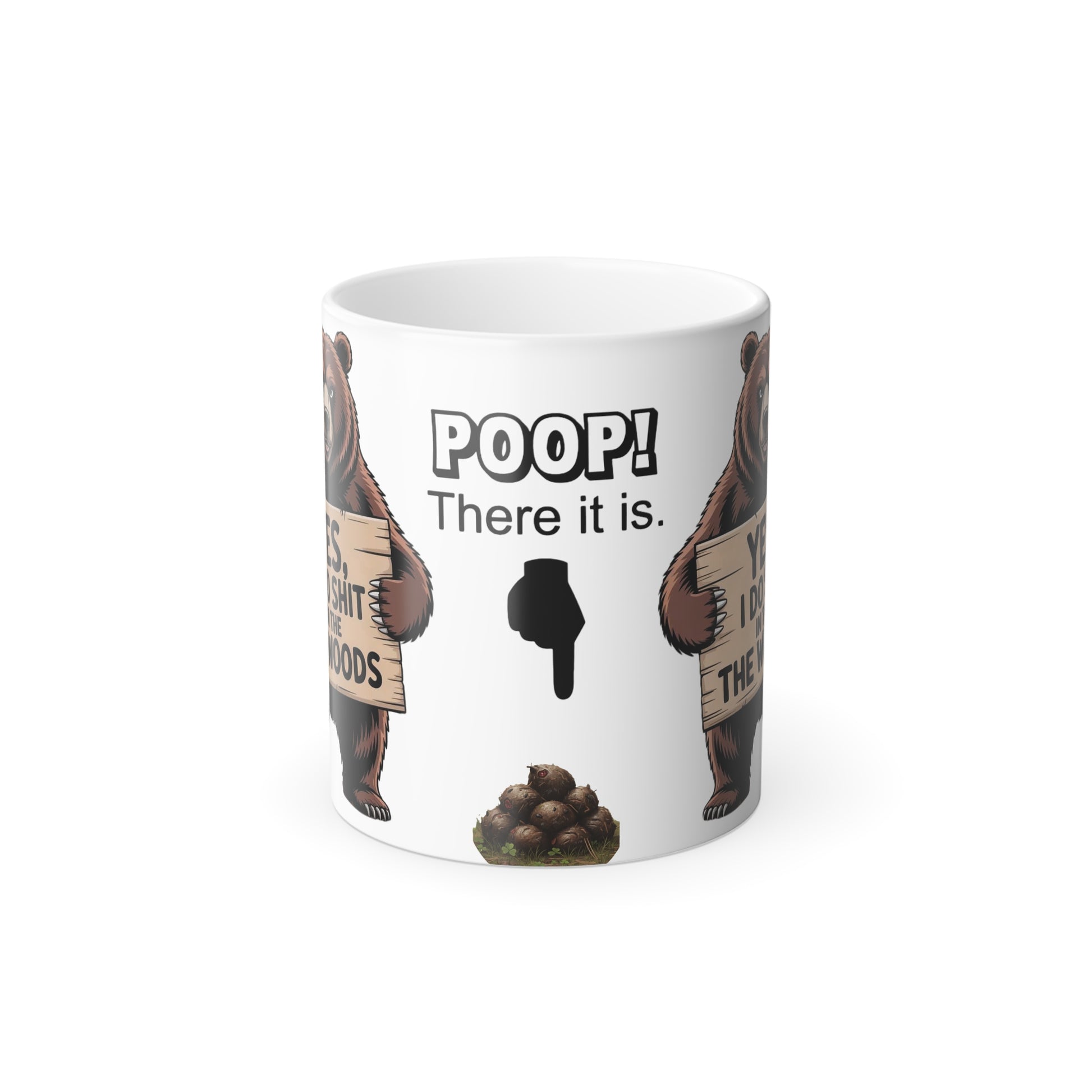 Funny Coffee Mug — Bear "Yes, I Do Sh*t In The Woods" Heat Changing Mug, 11oz Magic Reveal Novelty Coffee Cup for Camping & Office Gag Gift - Ramshackle Shack