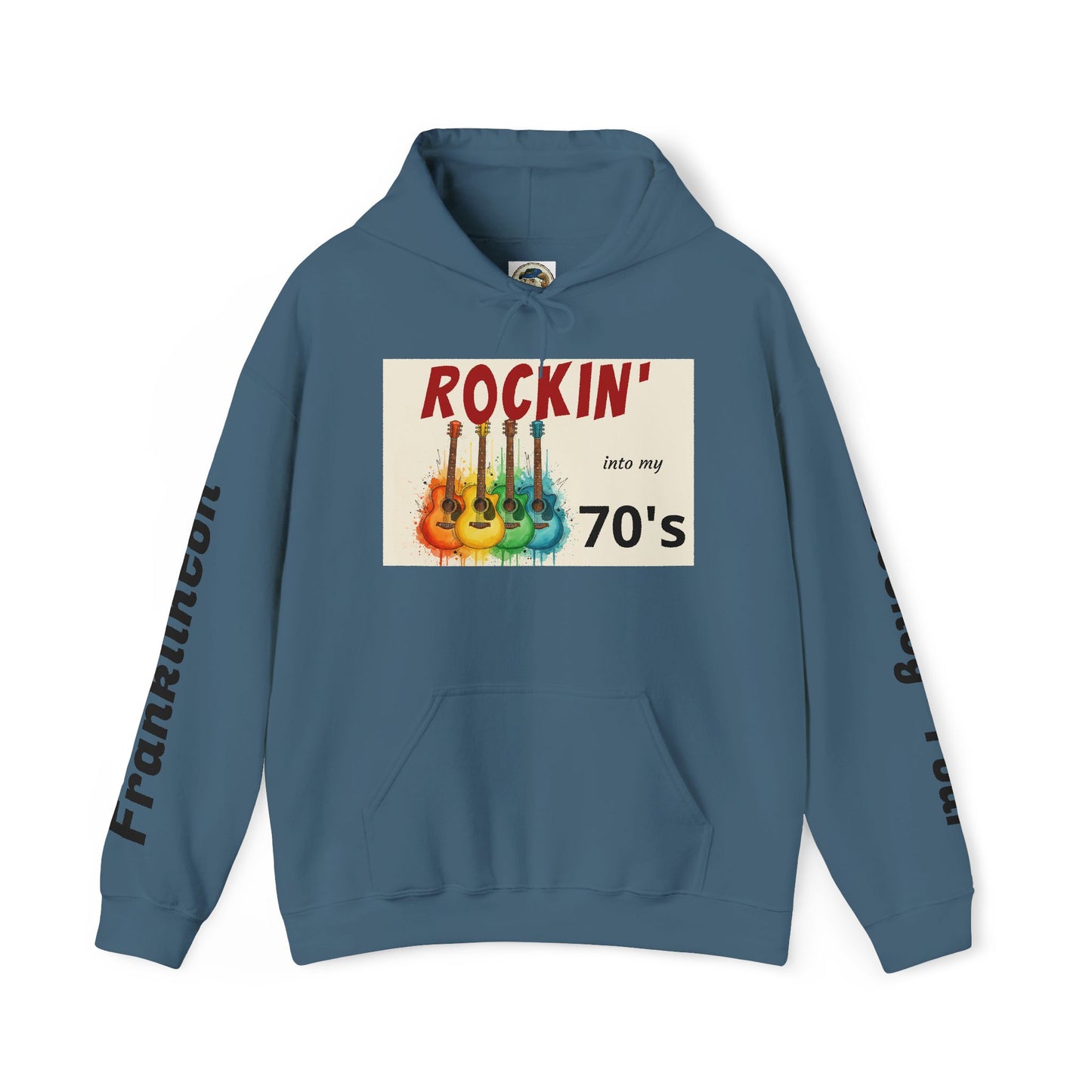 Rockin' Into My [70's] Hooded Sweatshirt — Custom Name & Age Guitar Birthday Design - Ramshackle Shack