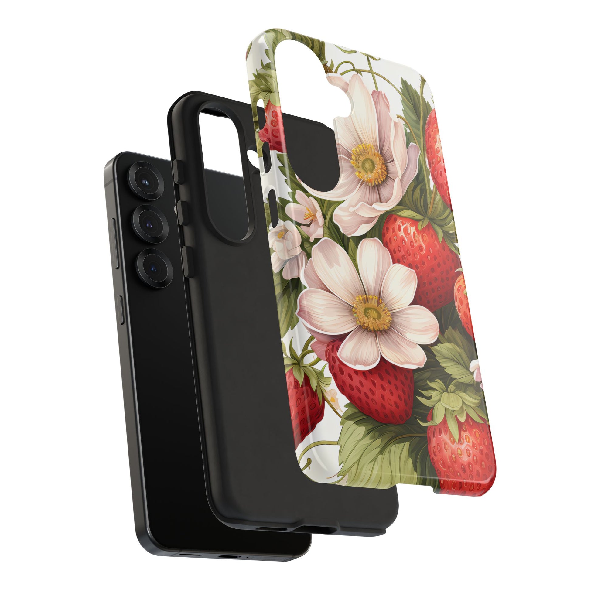 Strawberry Blossom Phone Case — Floral Protective Tough Case - Ramshackle Shack