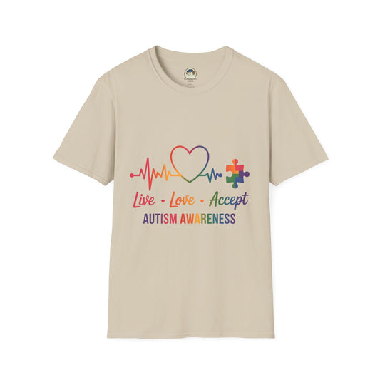 Autism Awareness T-Shirt — Live Love Accept Rainbow Puzzle Ribbon - Ramshackle Shack