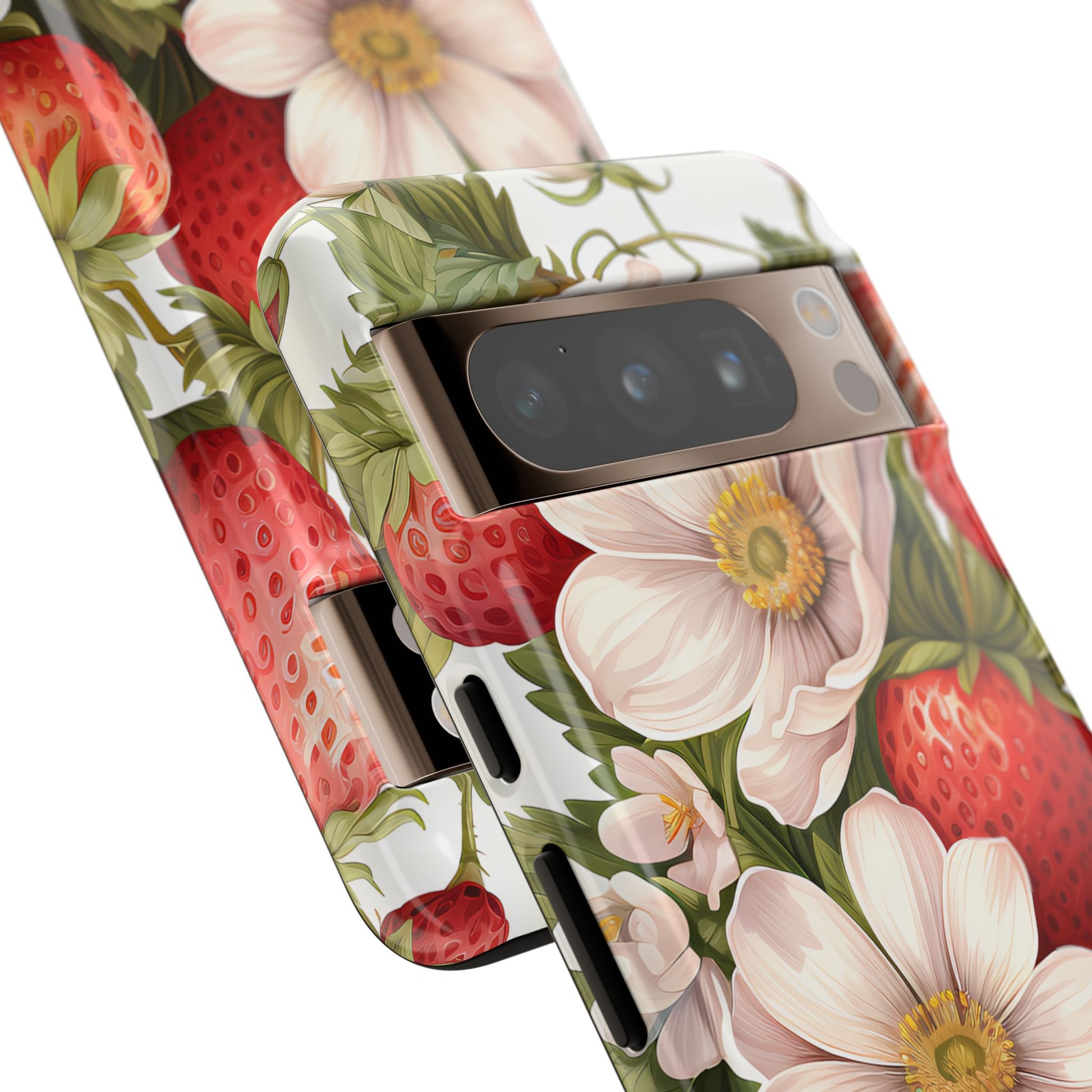 Strawberry Blossom Phone Case — Floral Protective Tough Case - Ramshackle Shack