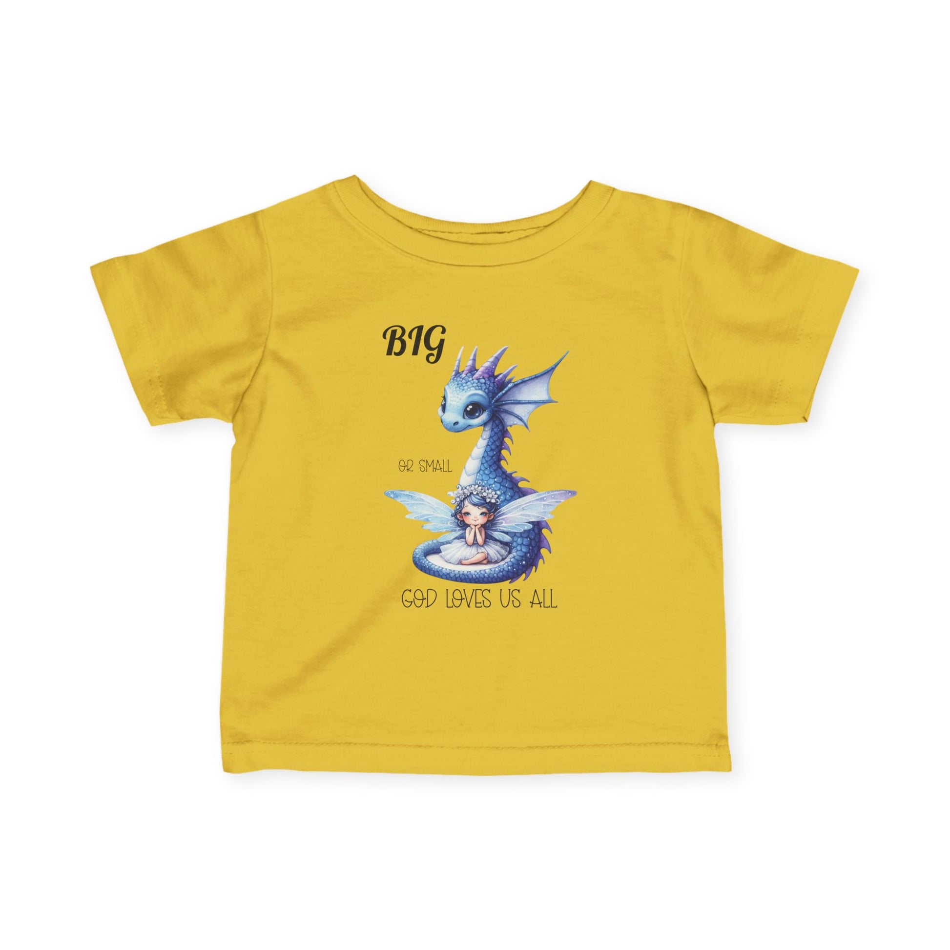 Infant Tee — Baby Dragon & Fairy "BIG or small" "God loves us all" - Ramshackle Shack