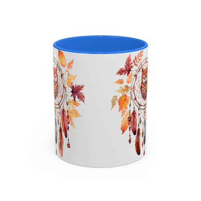 Autumn Owl Dreamcatcher Mug — Fall Leaves Coffee Cup (11oz & 15oz) - Ramshackle Shack