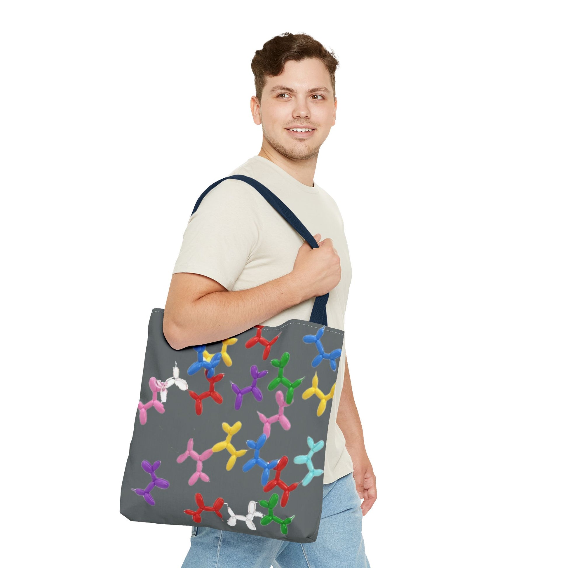 Balloon Dog Pattern Tote Bag – Colorful Pop Art Reusable Shopper - Ramshackle Shack
