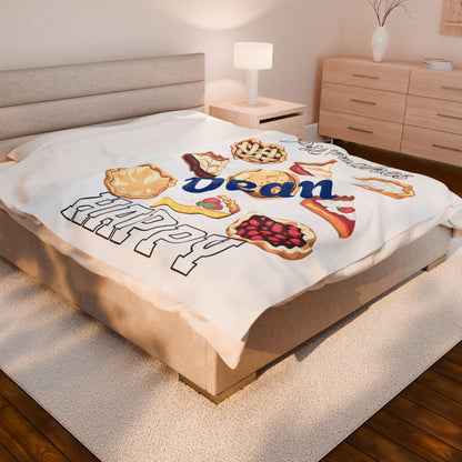 Personalized Velveteen Plush Blanket - Pie Makes Dean Happy - Custom Name Gift - Ramshackle Shack