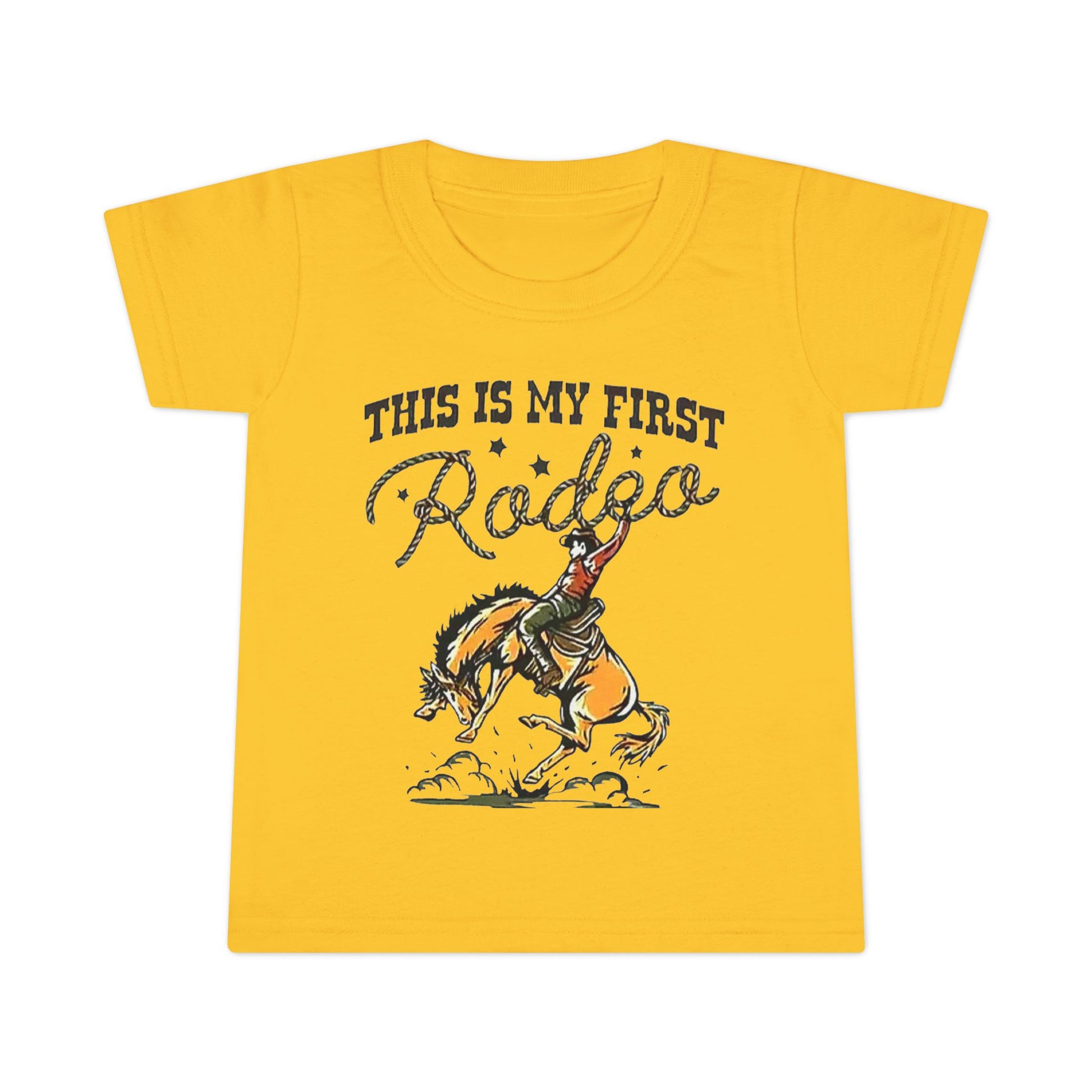 Toddler T-Shirt — “This Is My First Rodeo” Personalized Cowboy Birthday Tee - Ramshackle Shack