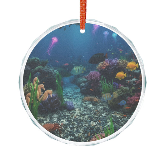Ocean Suncatcher Glass Ornament — Photorealistic Underwater Design