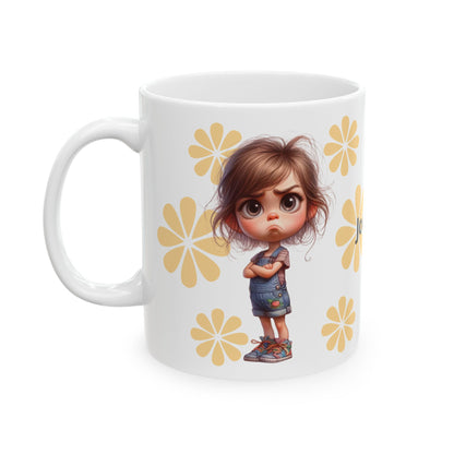 Pouting Girl Floral Ceramic Mug — 11oz & 15oz - Ramshackle Shack