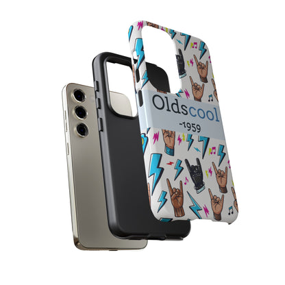 Retro Rock 'Oldscool 1959' Phone Case – Lightning & Rock Hand Pattern - Ramshackle Shack