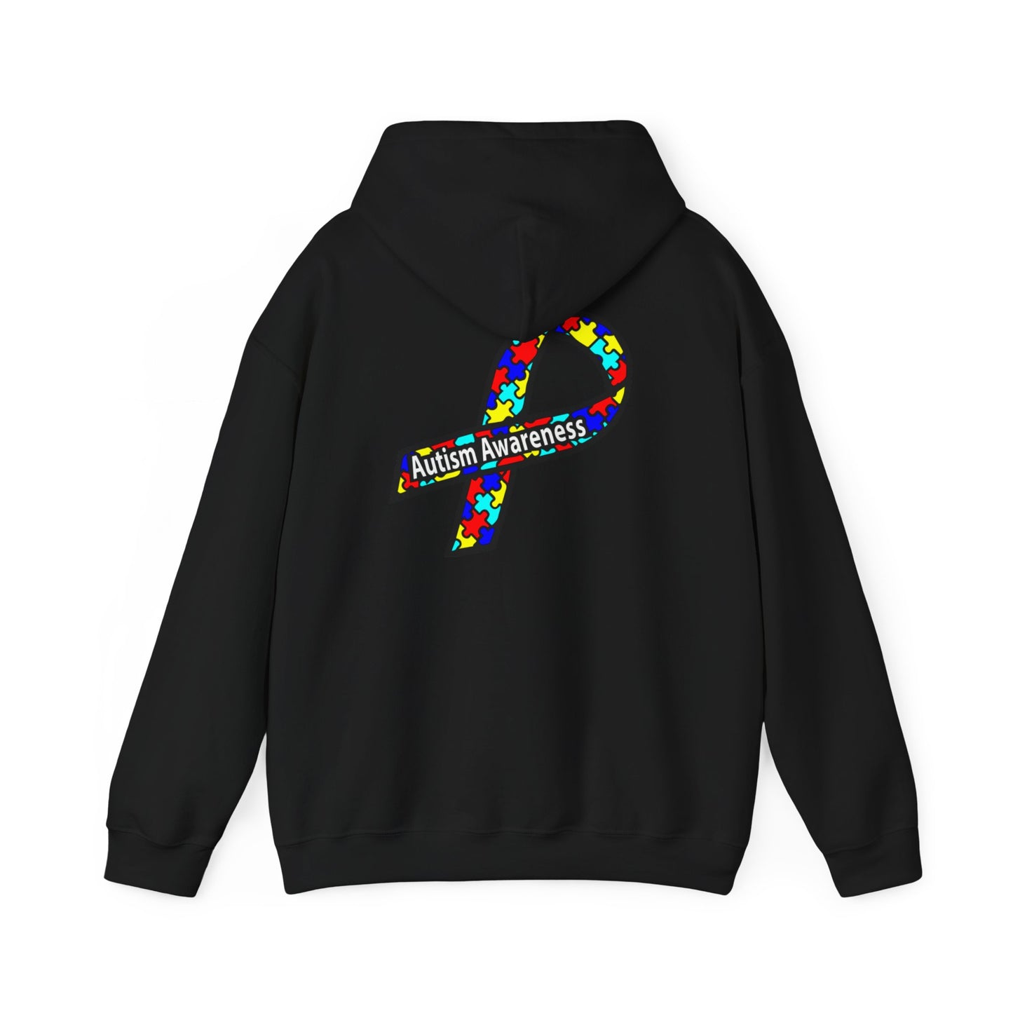 Autism Awareness Hoodie — "Live, Love, Accept" Heartbeat Puzzle-Rainbow - Ramshackle Shack