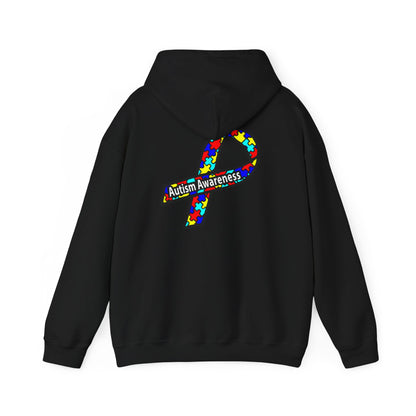 Autism Awareness Hoodie — "Live, Love, Accept" Heartbeat Puzzle-Rainbow - Ramshackle Shack
