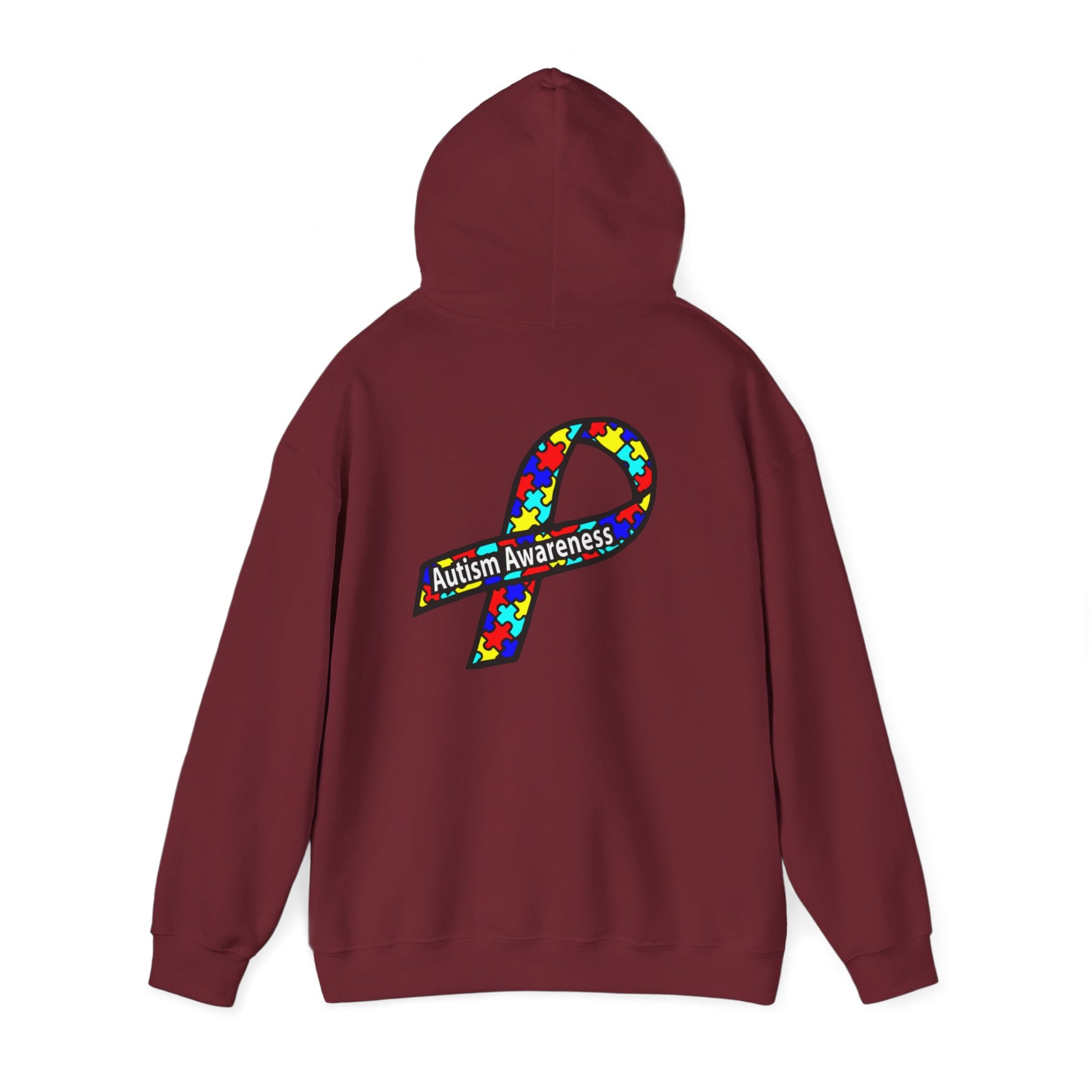 Autism Awareness Hoodie — "Live, Love, Accept" Heartbeat Puzzle-Rainbow - Ramshackle Shack