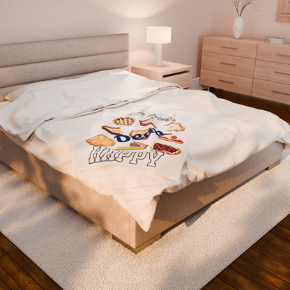 Personalized Velveteen Plush Blanket - Pie Makes Dean Happy - Custom Name Gift - Ramshackle Shack