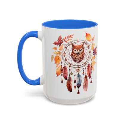 Autumn Owl Dreamcatcher Mug — Fall Leaves Coffee Cup (11oz & 15oz) - Ramshackle Shack
