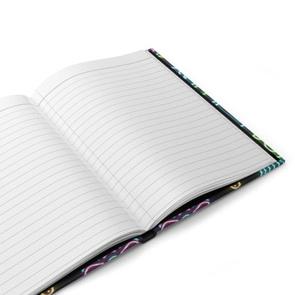 Neon hardcover journal titled "Life is Sweet, Lick the Spoon" with colorful design, ideal for writing and note-taking.