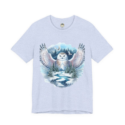Snowy Owl Forest T-Shirt — Winter Wildlife Nature Tee - Ramshackle Shack