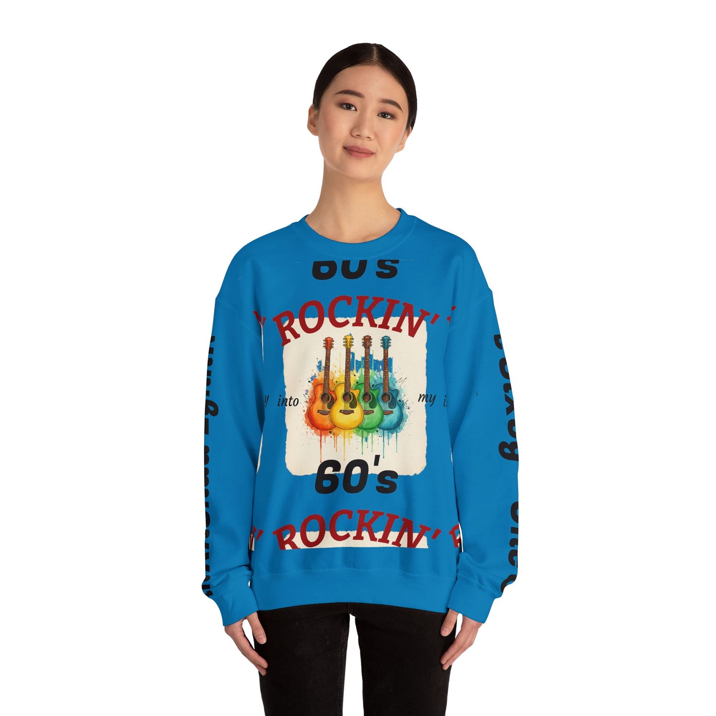 Rockin' Into My 60's Sweatshirt — Custom Age & Name Guitar Crewneck - Ramshackle Shack