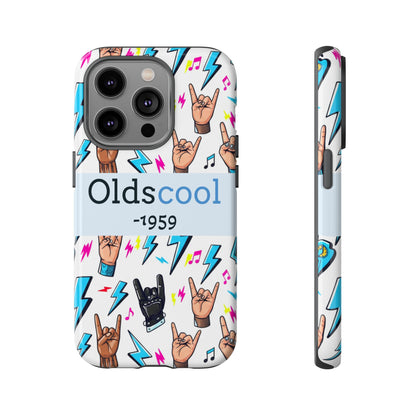 Retro Rock 'Oldscool 1959' Phone Case – Lightning & Rock Hand Pattern - Ramshackle Shack